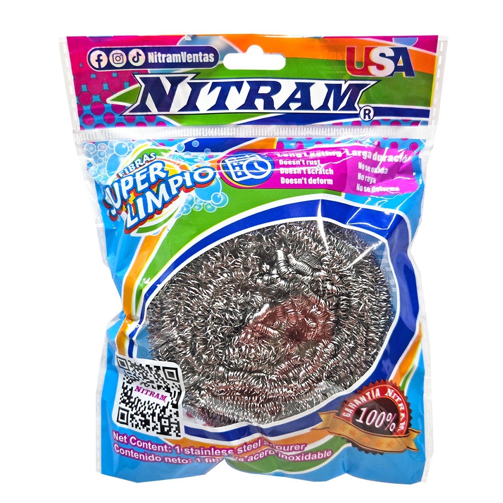 Tiras FIBRA DE ACERO INOXIDABLE NITRAM 12 Pzas